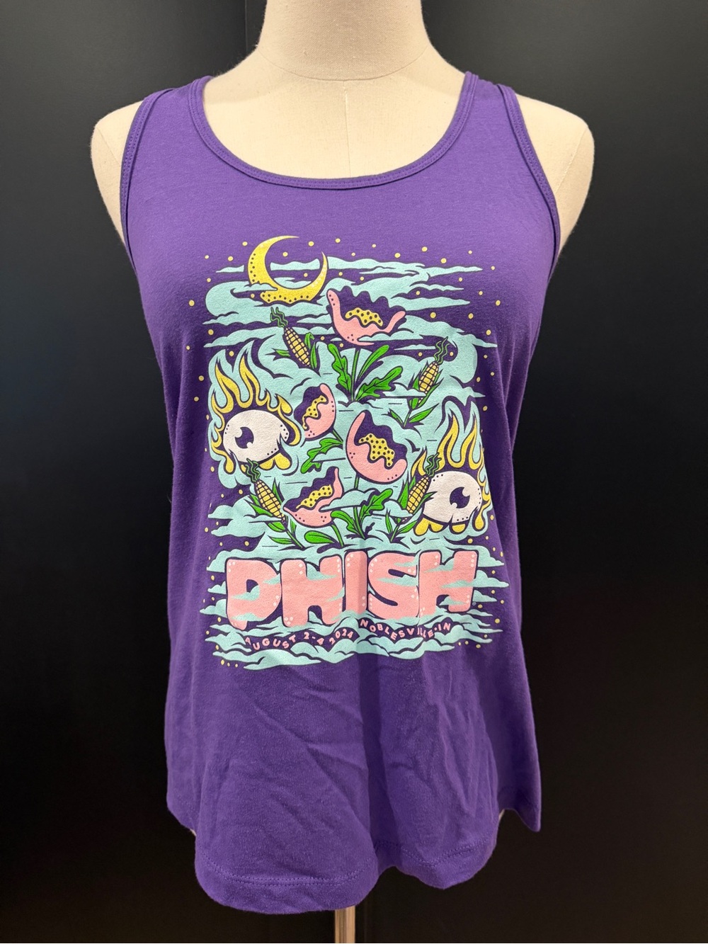 Phish Deer Creek 2024 Summer Tour Next Level Women’s Tank Top Medium Purple NWOT